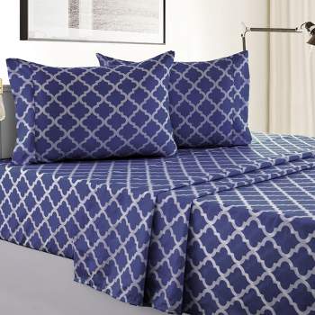 Microfiber Quatrefoil Bed Sheet Set - Lux Decor Collection