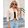 Clearlove Womens Cropped Blazer Casual Business 3/4 Sleeve Collarless Open Front Cardigan Work Jacket Shrug - 4 of 4