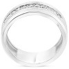 Pompeii3 Mens 3/8ct White Gold Diamond 10k Brushed Wedding 8MM Anniversary Band - 2 of 4