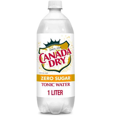 Canada Dry Caffeine Free Zero Sugar Tonic Water, 1 L, Bottle (Pack of 2)
