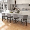 Tangkula Upholstered Bar Stool Set of 4 25.5" Counter Height Stools w/ Solid Rubber Wood Legs Gray - 2 of 4