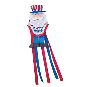 Collections Etc Hanging Outdoor Patriotic Uncle Sam Streamer Windsock 12 X 10.25 X 52
