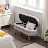 Velvet Cushioned Bench With Storage Upholstered Bench Oval Bed Bench With Storage Bedside Bench With Wood Legs-Cuddlewood - 3 of 4