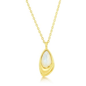 Bella Silver Sterling Silver, MOP Geometric Shaped Necklace - Gold Plated - Gold - 16+2 Inch - 1 of 2