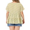Agnes Orinda Women's Plus Size Boho Ditsy Floral V Neck Ruffle Tiered Pleated Babydoll Blouses - 4 of 4