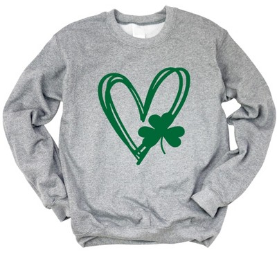 Simply Sage Market Women's Graphic Sweatshirt Hand Drawn Heart With Shamrock
