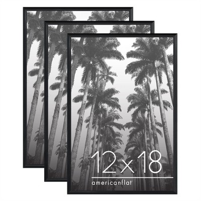 Americanflat 3 Pack Lightweight Snap Frame, Front Loading Picture Frame Set - Black Picture Frames