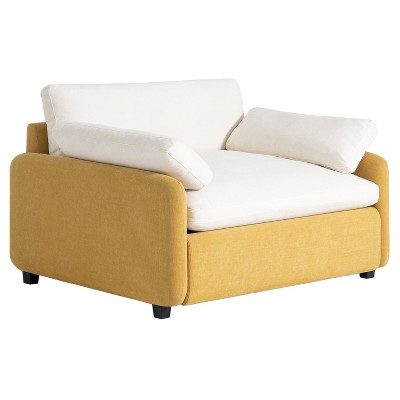 NicBex 50 Inch Chenille Single Sofa Chair with 2 Pillows for Living Room,Apartment,Office,Yellow
