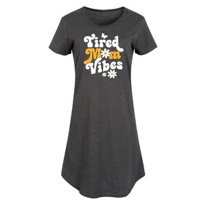 Women's - Instant Message - Vibes Tired Mom Graphic T-shirt Dress - 1 of 4
