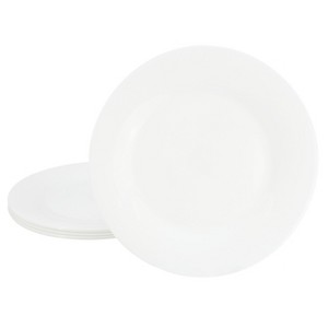 Gibson Ultra White Shadow 6 Piece 10 Inch Opal Glass Dinner Plate Set in White - 1 of 4