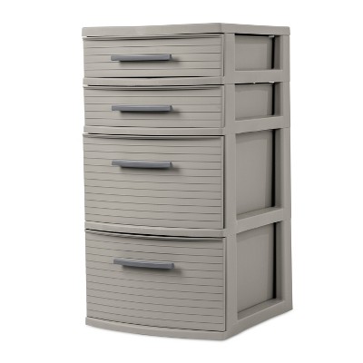 4 Drawer Weave Tower Dark Gray - Brightroom™: Plastic Storage Organizer, Portable Utility Drawers, Universal Storage