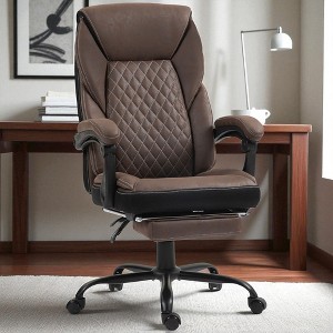 Mshliw Big and Tall Ergonomic Executive Office Chair with Reclining High Back, Footrest, Microfiber Upholstery, Adjustable Height - 1 of 4