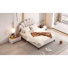 Sapphtopaz Bed Frame Upholstered Platform Bed Frame with Flower Pattern Velvet Headboard Bedroom Furniture, Brown - 2 of 4
