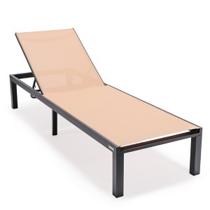 LeisureMod Marlin Patio Chaise Lounge Chair With Black Aluminum Frame Set of 2 - 1 of 4
