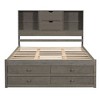 PAGED Modern Wooden Storage Bed, Queen Size Bed Frame with Storage Headboard and 8 Drawers, Platform Bed for Bedroom, No Box Spring Needed - 3 of 4
