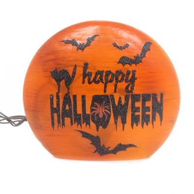 Stony Creek 6.25 In Halloween Lighted Round Glass Bats Cats Novelty Sculpture Lights
