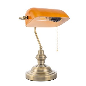 YANSUN Vintage Bankers Table Lamp, Classic Orange Desk Lamp with E26 Socket for Office, Bedroom, Living Room No Bulb Included - 1 of 1