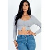 Slickblue Women's Ribbed Long Sleeve Button-Front Top, Cropped Fit, Casual Stretch Style, 10 Color Options, Size S-L - 2 of 4