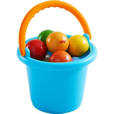 HABA Kullerbu Bucket of 13 Assorted Wooden Balls