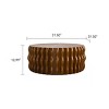 31.5" Drum Fluted Coffee Table,Mid-Century Modern Round Center Table with Wooden Pedestal Base for Living Room-Baofuwish - 4 of 4