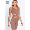 Slickblue Seamless Cut-Out Romper with Double Scoop Neck and Circle Fastener - Sage Green/Mauve/Toffee/White, S/M-M/L - 4 of 4