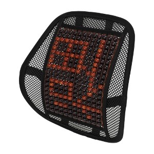 Unique Bargains Car Seat Bamboo Bead Lumbar Cushion 16.14"x16.92" Mesh Black Brown 1 Pc - 1 of 4