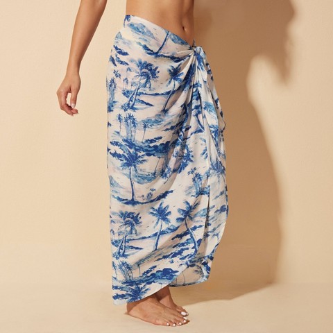 Shade & Shore Women's Sarong Cover Up Bottom - Shade & Shore™ Blue/White S/M
