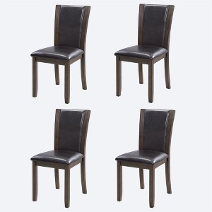 Sapphtopaz Modern Dining Chairs Set of 4 with High Backrest PU Upholstered Dining Room Chair with Wood Legs Kitchen Chair for Kitchen,Dining Room - 1 of 4