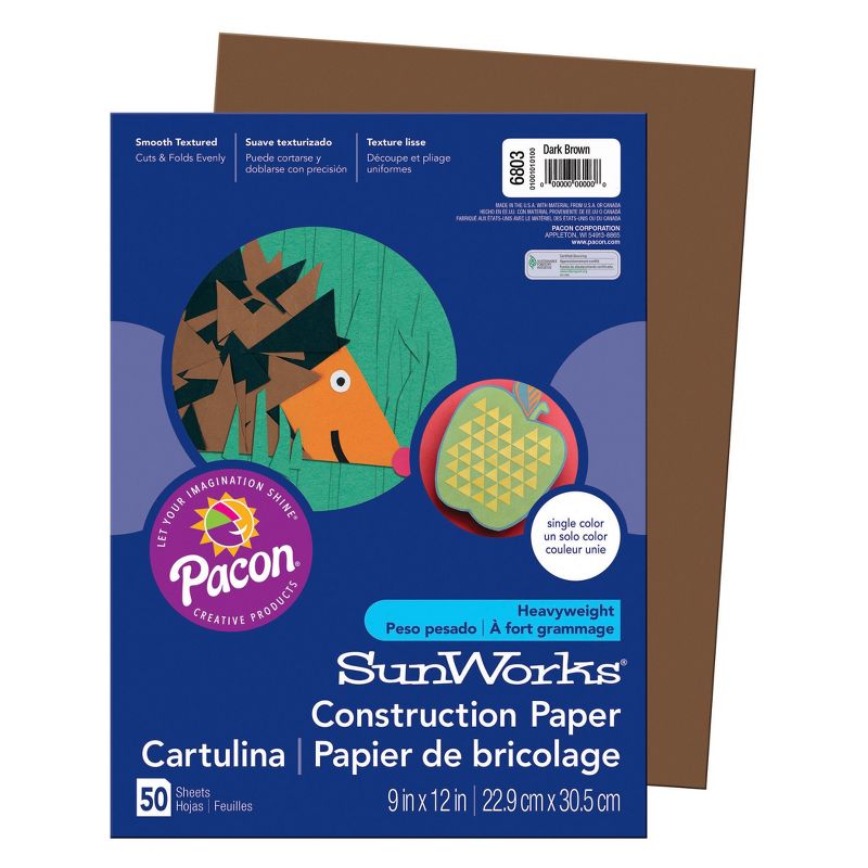 Prang® Construction Paper, Dark Brown, 9" x 12", 50 Sheets Per Pack, 10 Packs, 2 of 6
