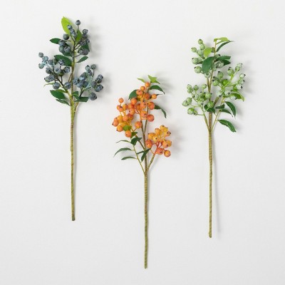Sullivans Artificial Natural Hue Berry Stem Stems Set of 3, 16.5"H Multicolored