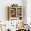 Kitchen Wall Cabinet With Towel Rack, 24.8''Glass Door Vintage Double Door Wall Cabinet With Three Tiers of Storage, for Bathroom, Kitchen,Dining Room - 3 of 4