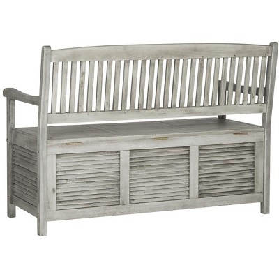 Transitional Gray Acacia Wood Storage Bench - 50"