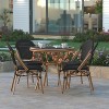 Emma & Oliver Massalia Indoor/Outdoor Bistro Style 31.5 in. Table with Textilene, Glass Top, and Four Chairs - Metal Frame - 3 of 4
