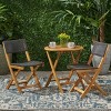 3-Piece Foldable Patio Conversation Set with 2 Wicker Chairs and Wood Coffee Table, Compact Outdoor Furniture for Balcony or Porch–The Pop Home - 3 of 4