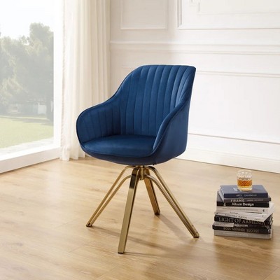 HOMLUX Mid-century Pyramid 360° Swivel Accent Chair Upholstered in Comfortable Velvet- Gold Plated Legs For Bedroom,Office,Dining