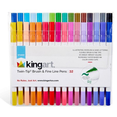 KINGART Twin-Tip™ Brush & Fine Pens 32 Colors