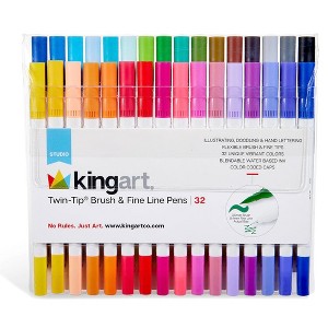 KINGART Twin-Tip™ Brush & Fine Pens 32 Colors - 1 of 4