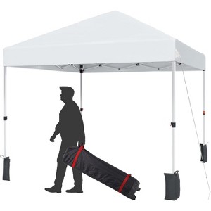 Acekool 10x10 Pop Up Canopy Tent, One-Person Setup Instant Shelter, Adjustable Heights, Wheeled Bag, Sandbags & Stakes, Outdoor Shade, White - 1 of 4