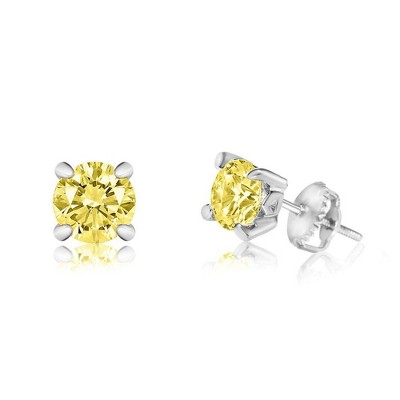 Chanteur Hypoallergenic Kids Jewelry Accessories November CZ White Gold Palladium Plating Stud Earrings Surgical Titanium Posts