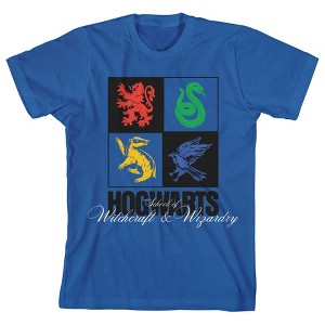 Harry Potter Hogwarts School Boxed Icons Youth Boys Royal Blue T-Shirt - 1 of 2