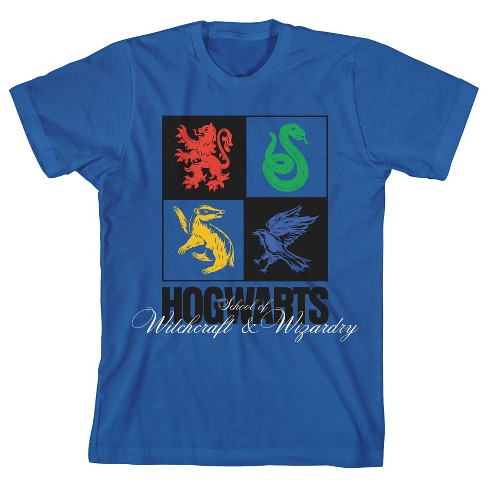 Harry Potter Hogwarts School Boxed Icons Youth Boys Royal Blue T-Shirt - image 1 of 2