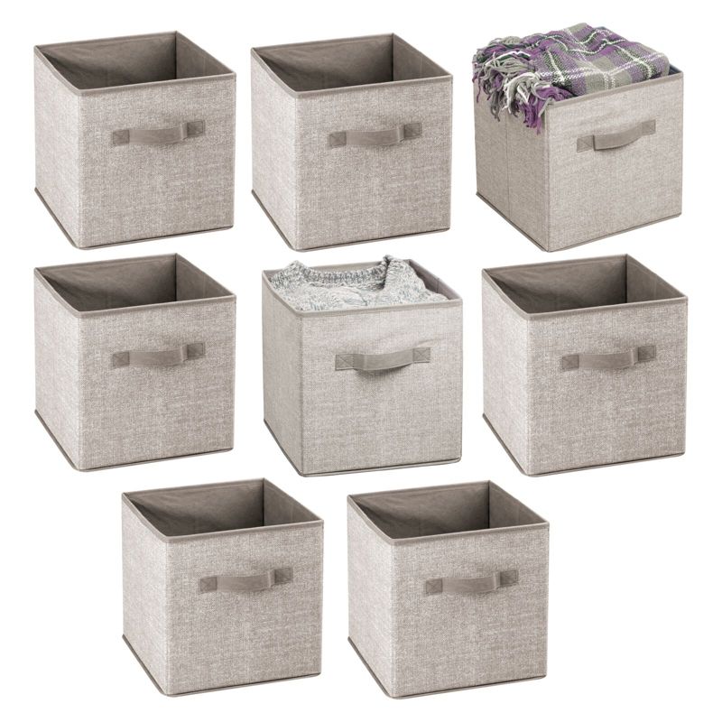 mDesign Small Fabric Closet Organizer Cube Bin with Front Handle, 1 of 10