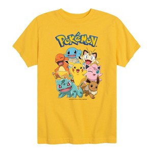 Boys' - Pokémon - Pikachu Eevee Jigglypuff Charmander Squirtle Bulbasaur Meowth Short Sleeve Graphic T-Shirt - 1 of 4