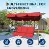 3-Seat Outdoor Porch Swing with Adjustable Canopy, Patio Swing Chair with Durable Steel Frame - 3 of 4