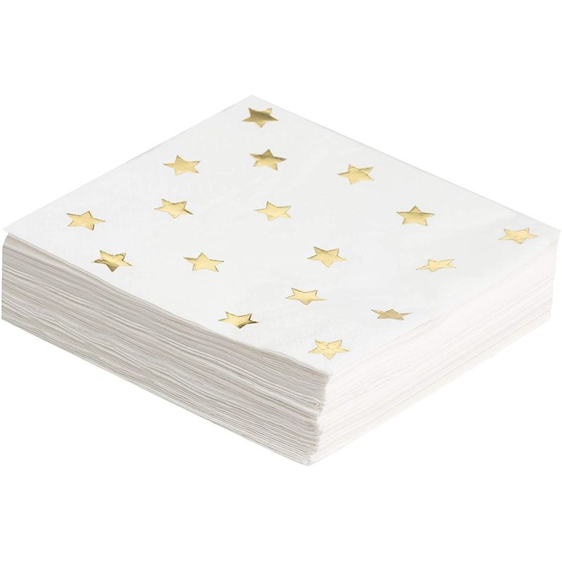 Juvale 50-Pack Gold Foil Star Disposable Paper Cocktail Napkins 5", Birthday Bridal Shower Party Supplies, 5 of 7