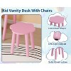 Kids Vanity Set,Bear-Shaped Wooden Makeup Vanity Desk & Stool for Little Girls' Bedroom, Toddler Princess Pretend Play Dressing Table with Mirror - 4 of 4