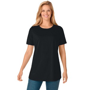 Woman Within Women's Plus Size Petite Perfect Short-Sleeve Crewneck Tee - 1 of 4