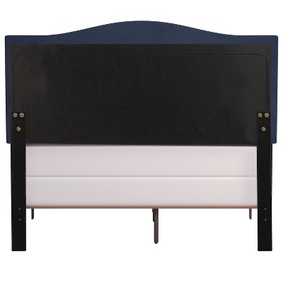 Queen Blue Velvet Upholstered Bed with Nailhead Trim