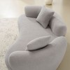 Okak Boneless Cloud Floor Sofa Curved Loveseat with Pillows,Teddy Velvet Fabric Futon Couch for Living Room,Apartments - 4 of 4
