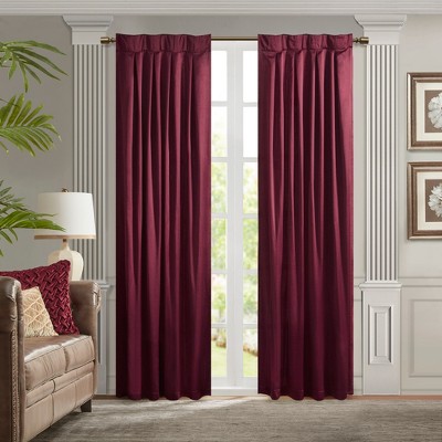 VYNXARIA 52*96"Pleat Curtain Panel with Tieback (Single) Burgundy